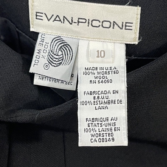 Evan Picone Women’s Size 10 Medium Black 100% Worsted Wool Vintage Pencil Skirt - Picture 3 of 8